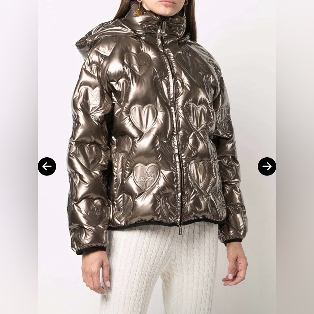 Love Moschino Heart Quilted Polyamide Jacket Size US4
